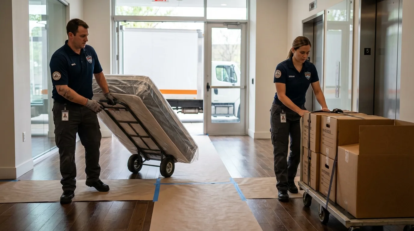 Professional apartment movers loading elevator in Lecanto, FL
